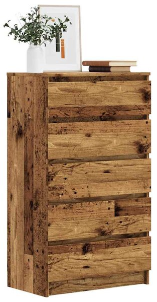 Antik fa színű szerelt fa fiókos szekrény 60 x 36 x 103 cm