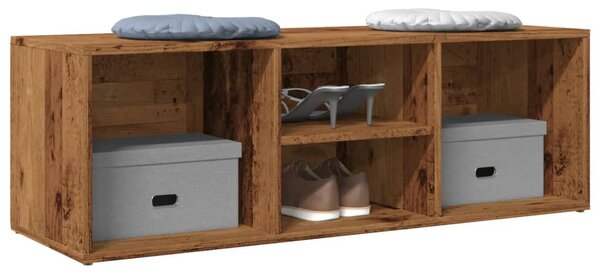 Antik fa színű szerelt fa cipőtároló pad 105 x 35 x 35 cm