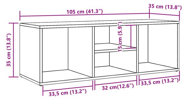 Antik fa színű szerelt fa cipőtároló pad 105 x 35 x 35 cm