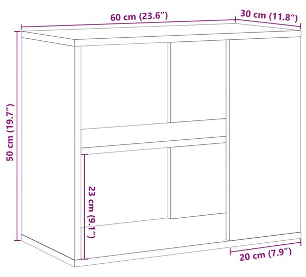 Antik fa színű szerelt fa kisszekrény 60 x 30 x 50 cm