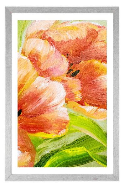Poszter paszportuval piros tulipánok vintage kivitelben