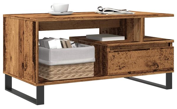Antik fa színű szerelt fa dohányzóasztal 90 x 49 x 45 cm
