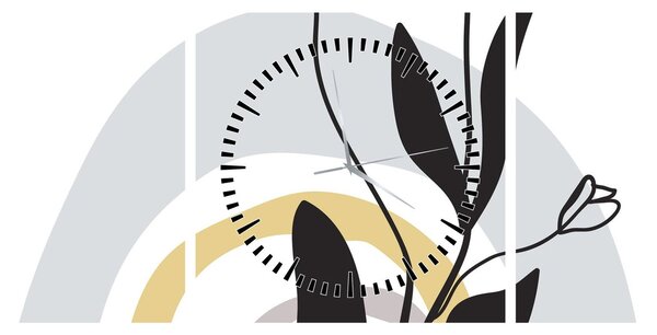 Kép - Virágok vázában N⁰1 (órával) (90x30 cm)