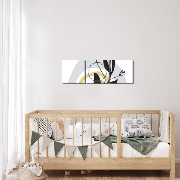 Kép - Virágok vázában N⁰1 (órával) (90x30 cm)