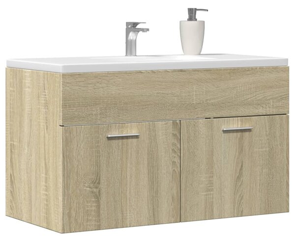 Sonoma tölgy szerelt fa fürdőszobai mosdószekrény 90x38,5x46 cm