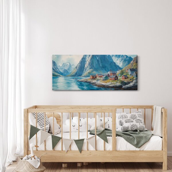 Kép - Norvég falu (120x50 cm)