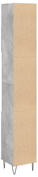 Betonszürke szerelt fa fürdőszobaszekrény 30 x 30 x 190 cm