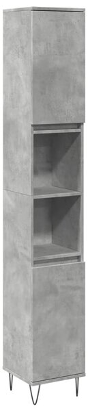 Betonszürke szerelt fa fürdőszobaszekrény 30 x 30 x 190 cm