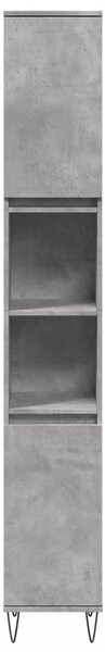Betonszürke szerelt fa fürdőszobaszekrény 30 x 30 x 190 cm