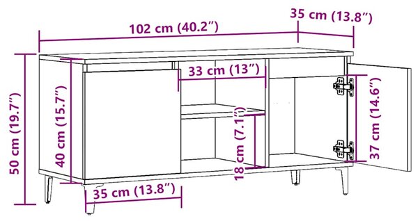 Antik fa színű szerelt fa TV-szekrény 102 x 35 x 50 cm