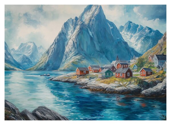 Kép - Norvég falu (70x50 cm)