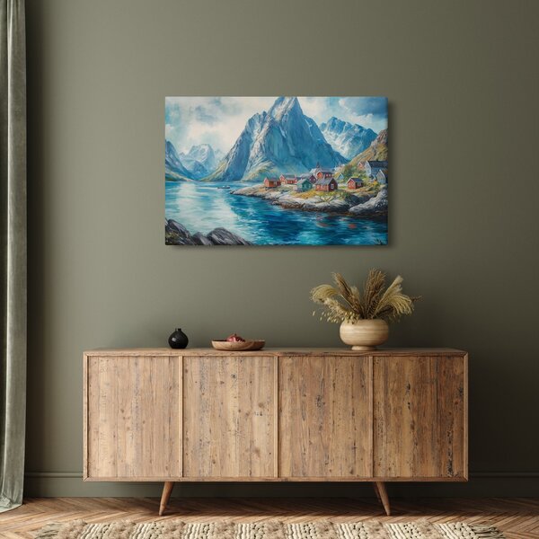 Kép - Norvég falu (90x60 cm)