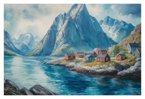 Kép - Norvég falu (90x60 cm)
