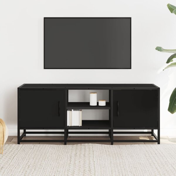 Fekete szerelt fa és fém TV-szekrény 100x35x41 cm