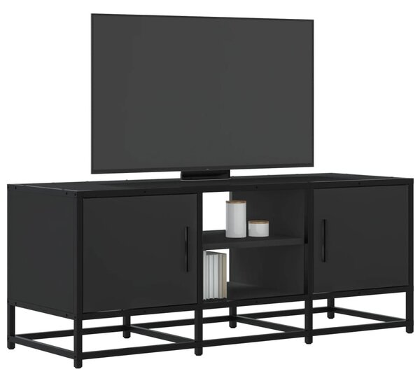 Fekete szerelt fa és fém TV-szekrény 100x35x41 cm
