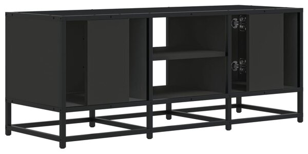 Fekete szerelt fa és fém TV-szekrény 100x35x41 cm