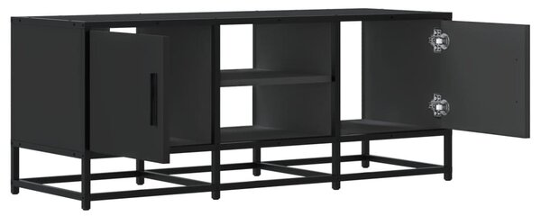 Fekete szerelt fa és fém TV-szekrény 100x35x41 cm