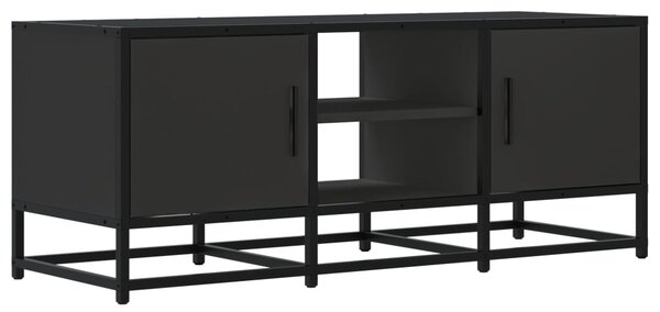 Fekete szerelt fa és fém TV-szekrény 100x35x41 cm