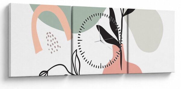 Kép - Virágok vázában N⁰3 (órával) (90x30 cm)