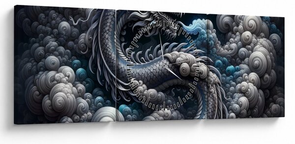 Kép – Sárkány a füstben (órával) (90x30 cm)