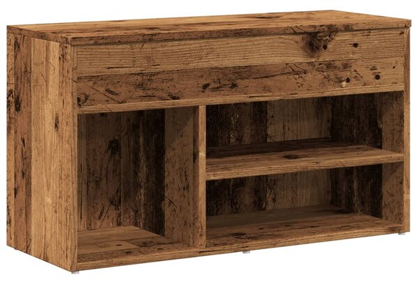 Antik fa színű szerelt fa cipőtároló pad 80 x 30 x 45 cm