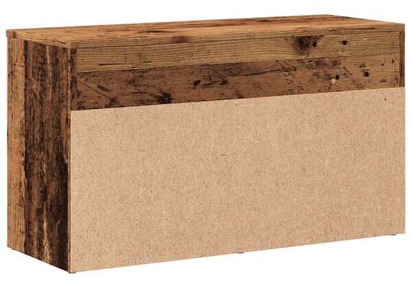 Antik fa színű szerelt fa cipőtároló pad 80 x 30 x 45 cm