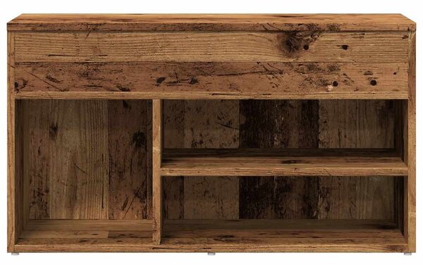 Antik fa színű szerelt fa cipőtároló pad 80 x 30 x 45 cm