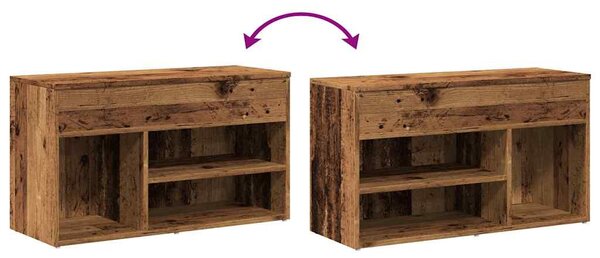 Antik fa színű szerelt fa cipőtároló pad 80 x 30 x 45 cm