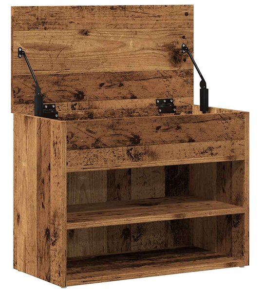 Antik fa színű szerelt fa cipőtároló pad 60 x 30 x 45 cm