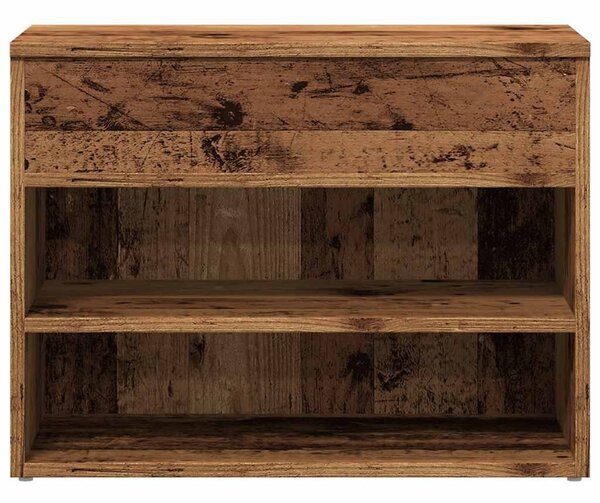 Antik fa színű szerelt fa cipőtároló pad 60 x 30 x 45 cm