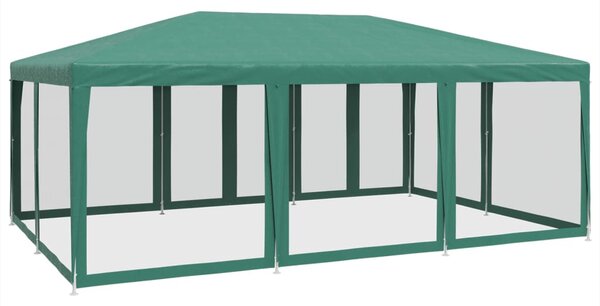 Zöld HDPE rendezvénysátor 10 hálós oldalfallal 6 x 4 m