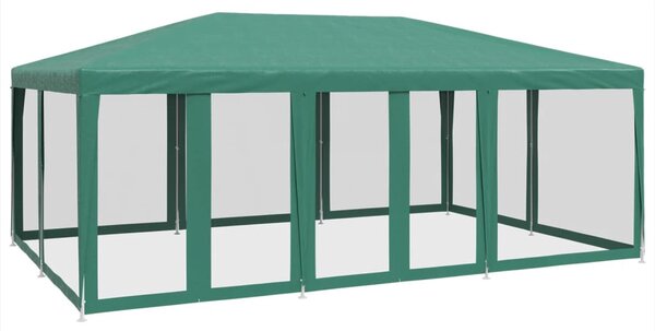 Zöld HDPE rendezvénysátor 10 hálós oldalfallal 6 x 4 m