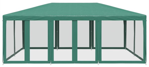 Zöld HDPE rendezvénysátor 10 hálós oldalfallal 6 x 4 m