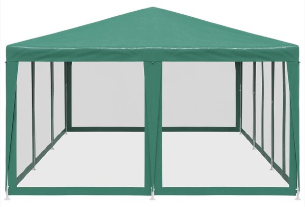 Zöld HDPE rendezvénysátor 10 hálós oldalfallal 6 x 4 m