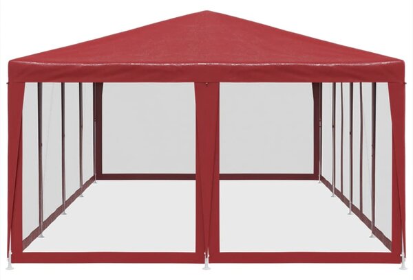 Piros HDPE rendezvénysátor 12 hálós oldalfallal 8 x 4 m