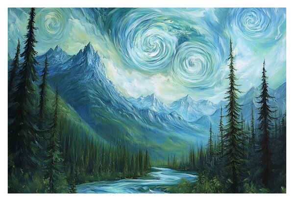 Kép - Táj Van Gogh érintésével (90x60 cm)