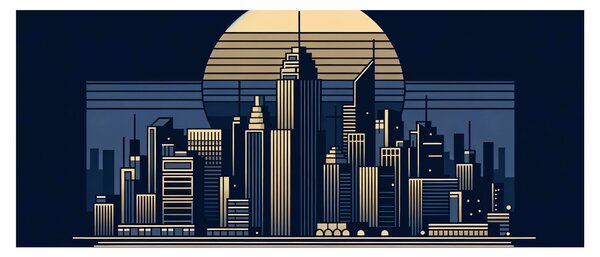Kép – Geometrikus város (120x50 cm)