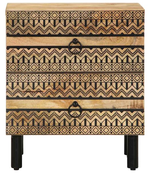 2 db fekete tömör mangófa éjjeliszekrények 40 x 33,5 x 46 cm