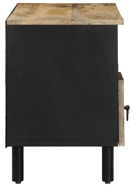Fekete tömör nyers mangófa TV-szekrény 100 x 33,5 x 46 cm