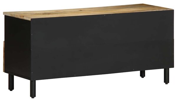 Fekete tömör nyers mangófa TV-szekrény 100 x 33,5 x 46 cm