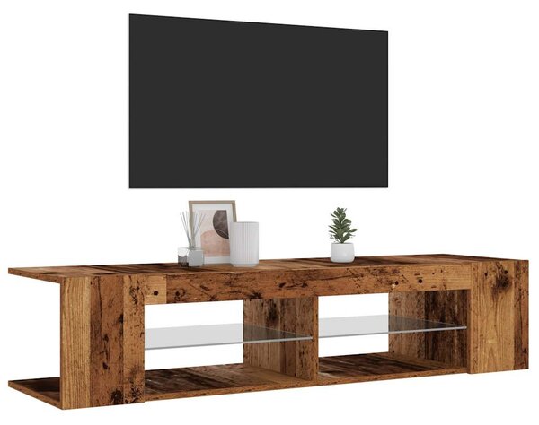 Antik fa színű szerelt fa TV-szekrény LED-ekkel 135x39x30 cm