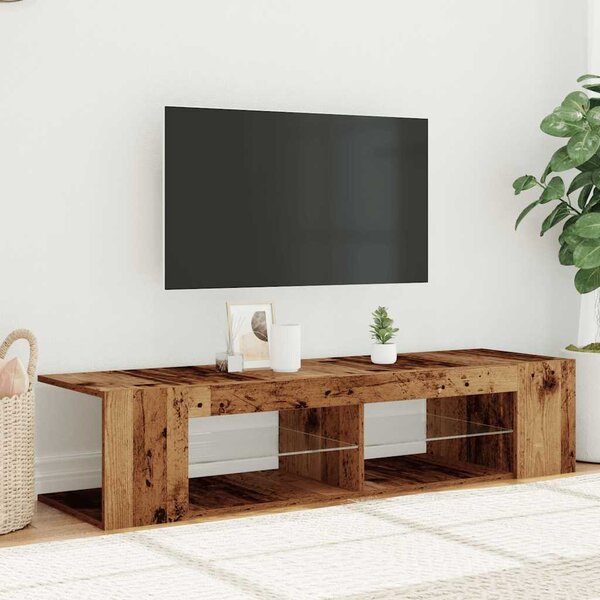 Antik fa színű szerelt fa TV-szekrény LED-ekkel 135x39x30 cm