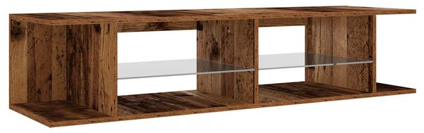 Antik fa színű szerelt fa TV-szekrény LED-ekkel 135x39x30 cm