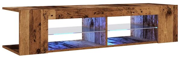 Antik fa színű szerelt fa TV-szekrény LED-ekkel 135x39x30 cm
