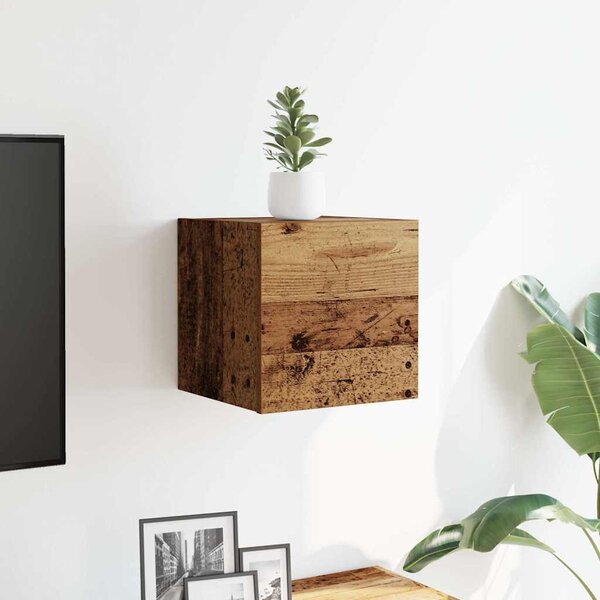 Antik fa színű falra szerelhető TV-szekrény 30,5 x 30 x 30 cm