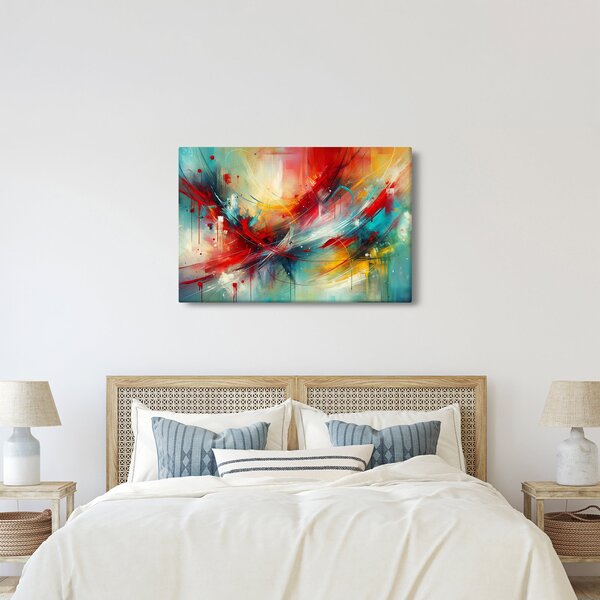 Kép – Absztrakció pirossal (90x60 cm)