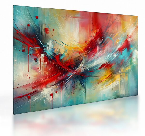 Üveg kép – Absztrakció pirossal (70x50 cm)