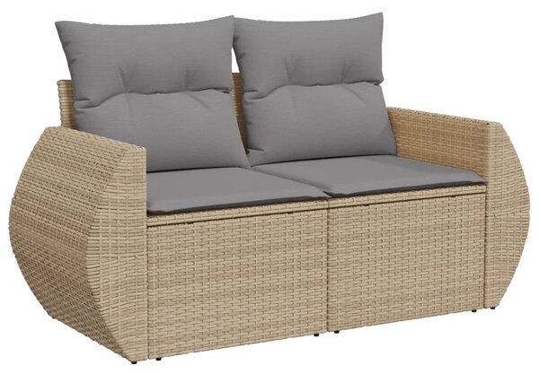 10 részes bézs polyrattan kerti ülőgarnitúra párnával