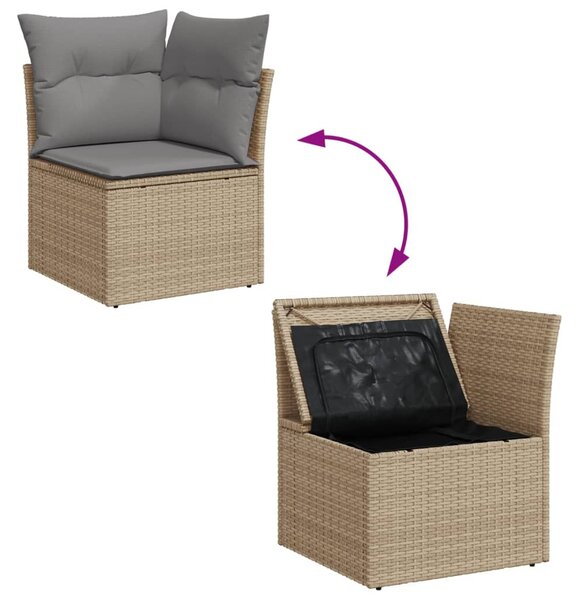 10 részes vegyes bézs polyrattan kerti ülőgarnitúra párnákkal