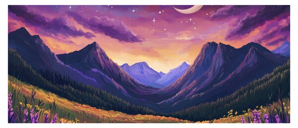 Kép - Lila táj (120x50 cm)